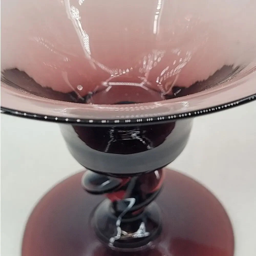 Vintage Empoli Amethyst Champagne‎ Glasses Purple Twisted Stem Pair whimsy 3-3